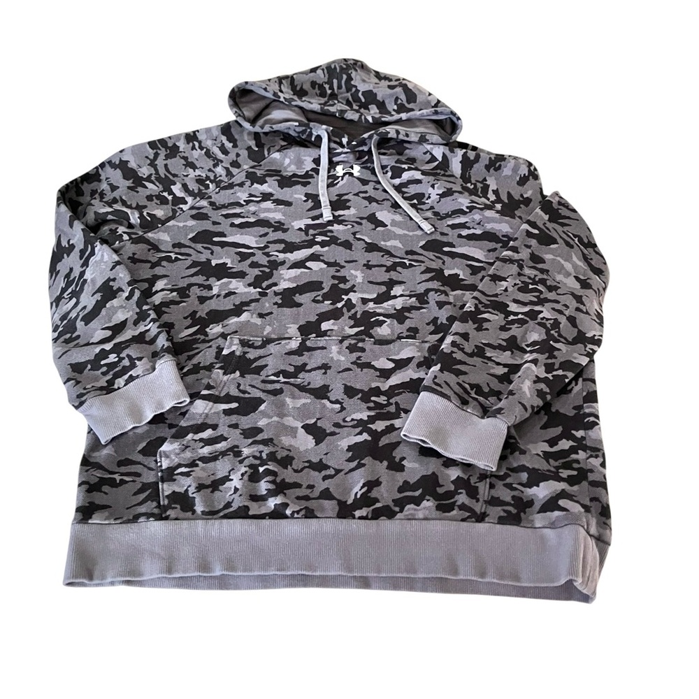 Under Armour Rival Camouflage Camo  Hoodie Gray Black Long Sleeve Size Large